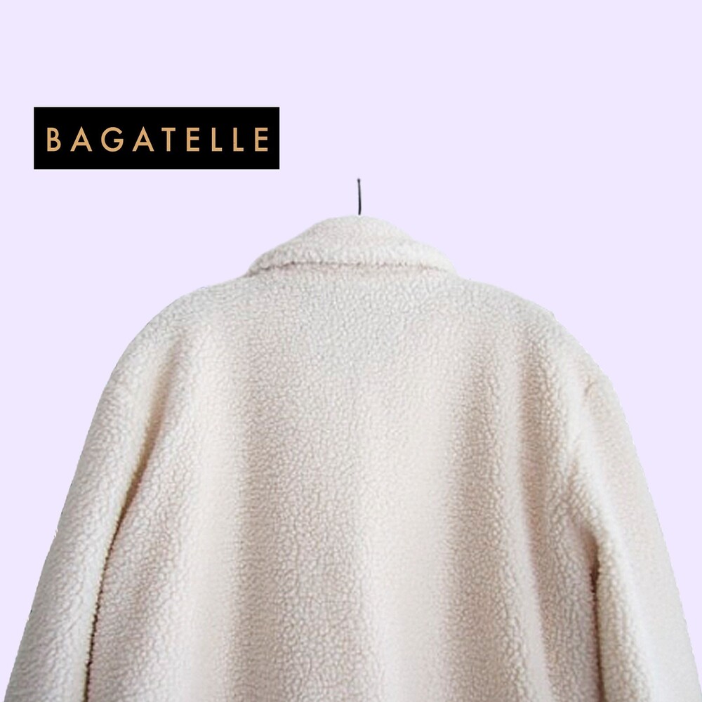 BAGATELLE NEW Faux Shearling Full Zip Patch Pocket Jacket Cream M NWT - Picture 12 of 12
